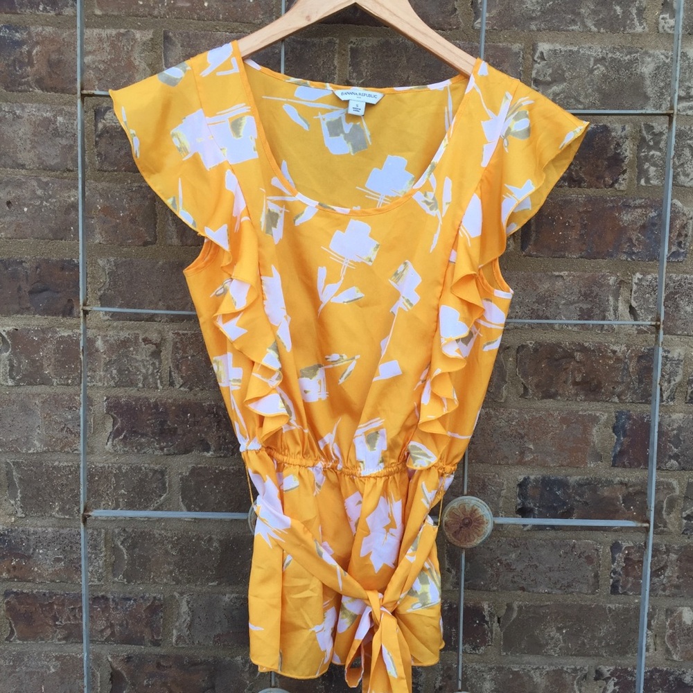 Banana Republic Yellow Ruffled Top Size S